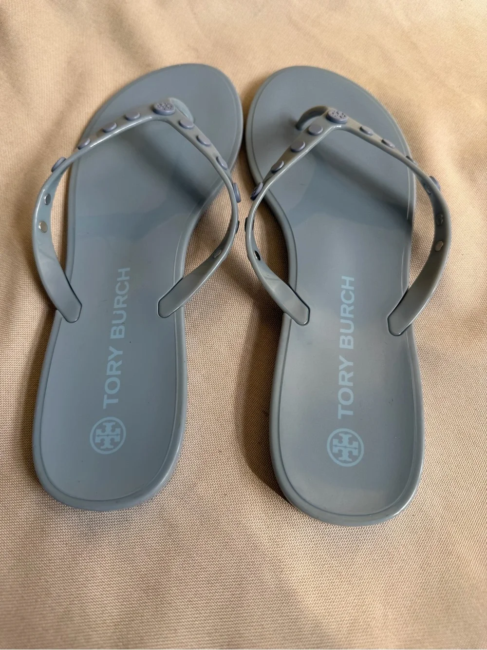 Tory Burch Studded Jelly Thong Sandals  Blue Gray Size 11 Excellent Condition!